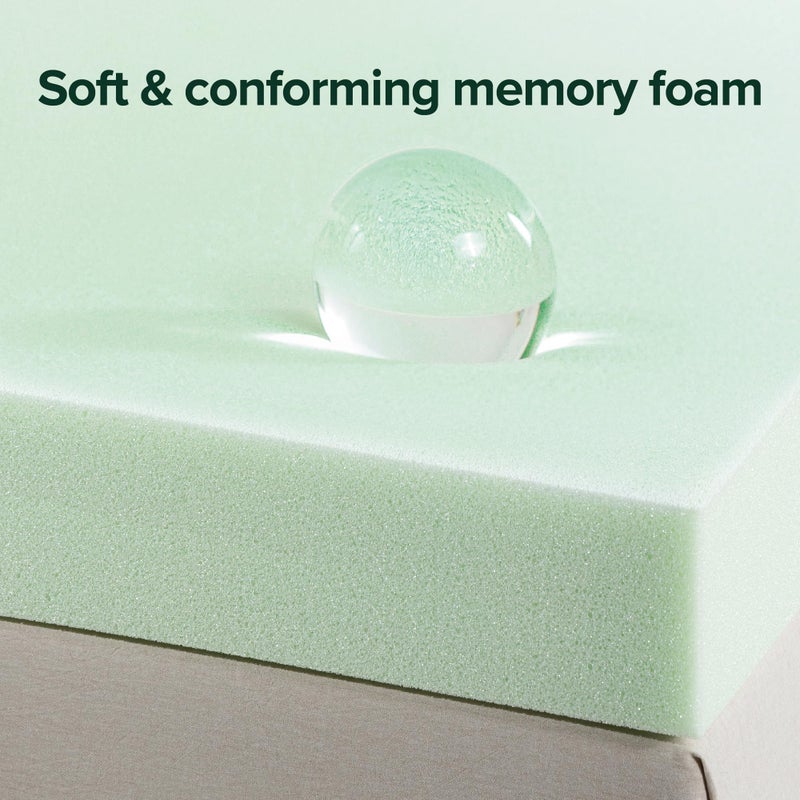 ZINUS 4 Inch Green Tea Memory Foam Mattress Topper, Pressure-Relieving Layer, Ideal for Back Pain Relief, Compact WONDERBOX Packaging, CertiPUR-US Certified, Full - Image 3