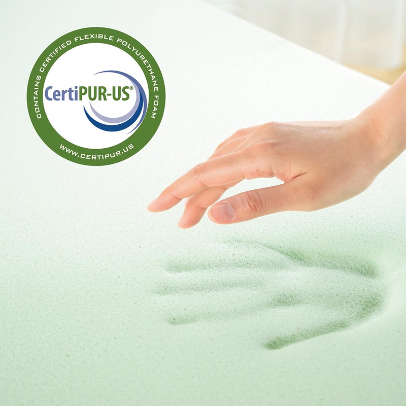 ZINUS 4 Inch Green Tea Memory Foam Mattress Topper, Pressure-Relieving Layer, Ideal for Back Pain Relief, Compact WONDERBOX Packaging, CertiPUR-US Certified, Full - Image 2