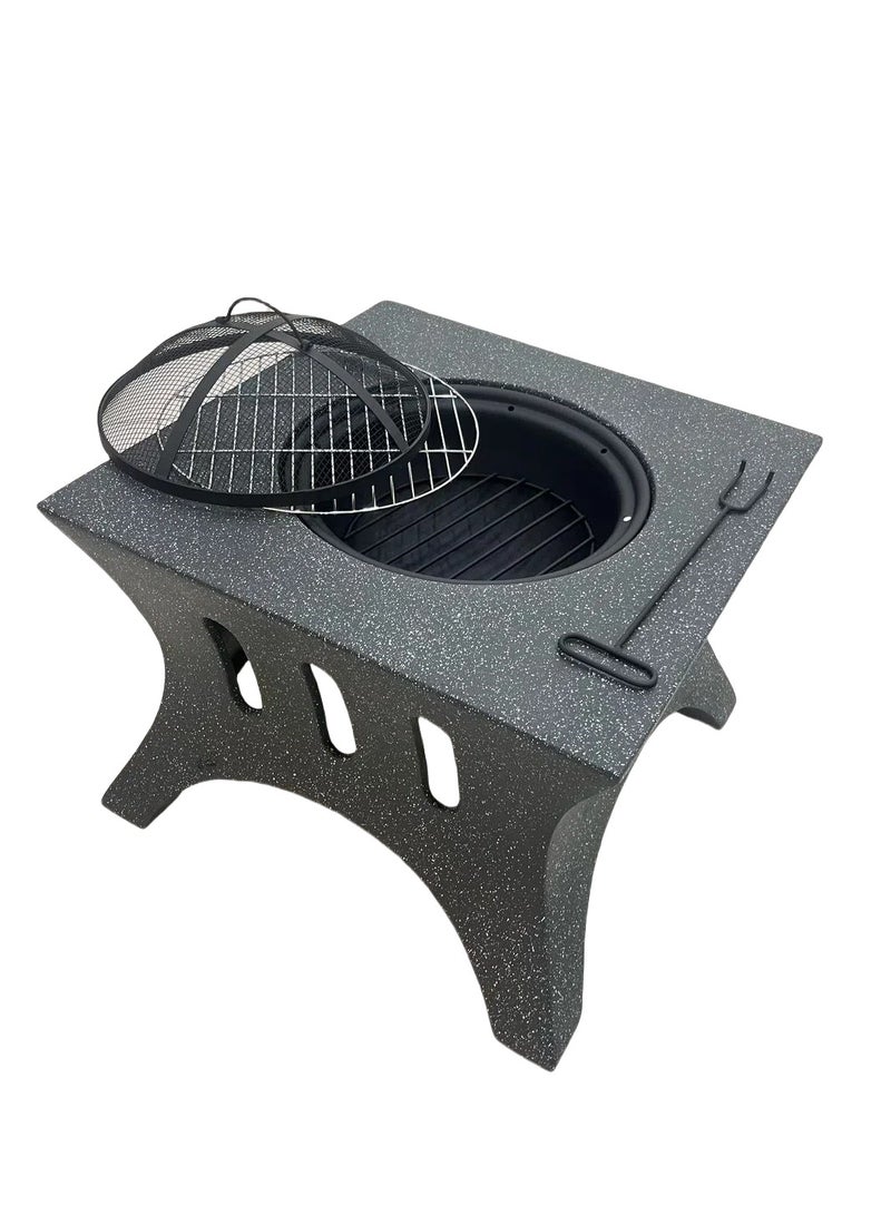 Albawadi Outdoor Fire Pit BBQ Grill Garden Table Stove Fireplace Square Shape - Image 2