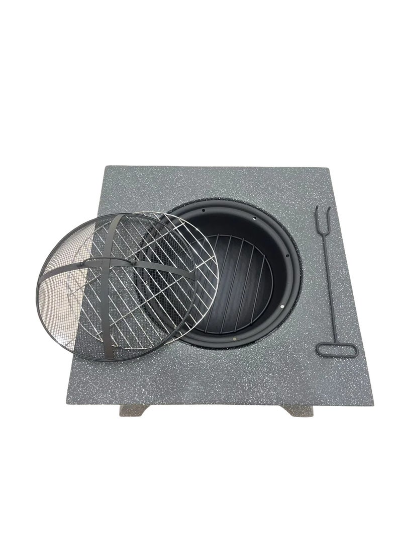 Albawadi Outdoor Fire Pit BBQ Grill Garden Table Stove Fireplace Square Shape - Image 3