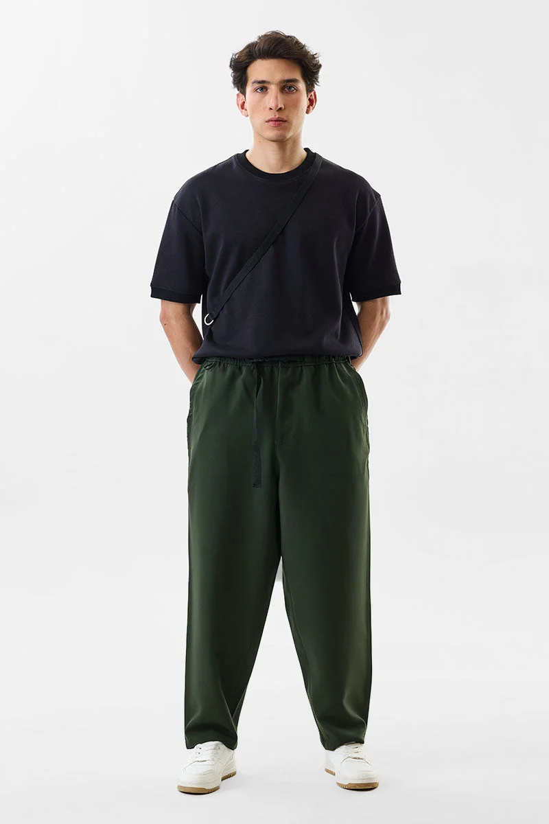 SNITCH Relaxed Fit Stretch Dark Green Trousers