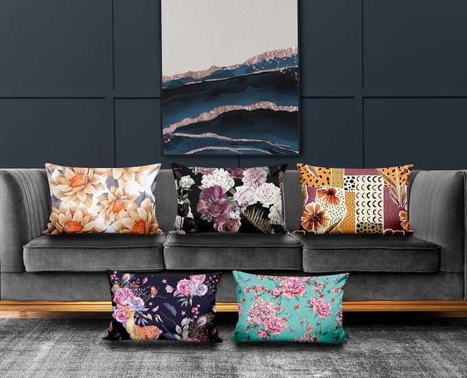 POLYESTER DIGITAL MODERN PRINTED PILLOW COVER 12X18 SET OF 5 MULTI COLOR UTCS1054