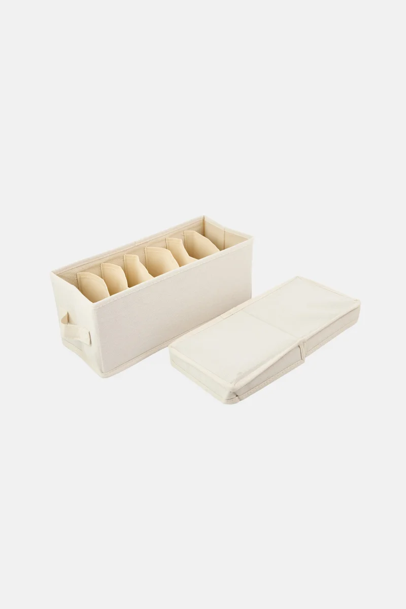 Muy Mucho Small Foldable Organizer 7 Compartments With Lid, Beige