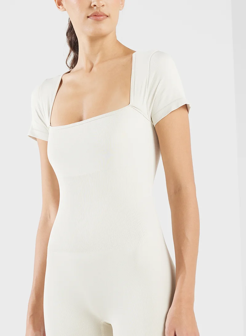 FRWD Square Neck Cap Sleeves Seamless Unitard