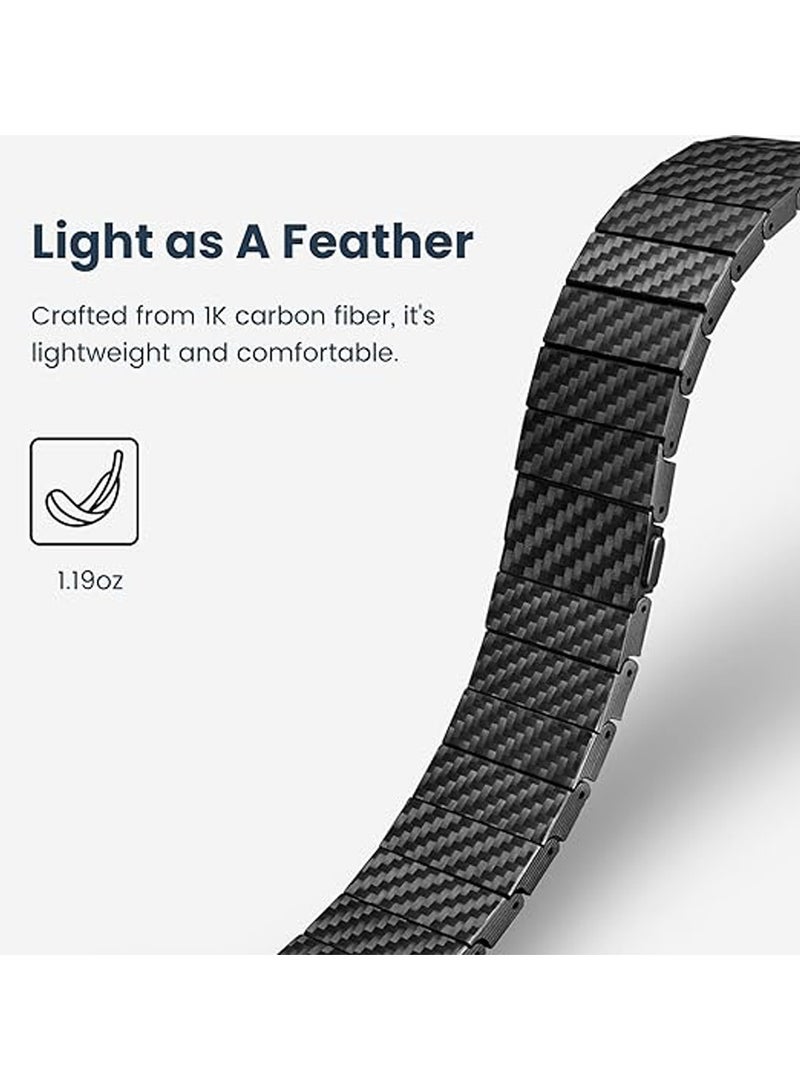 PITAKA سوار ساعة بيتاكا من ألياف الكربون لساعة جالاكسي الترا 47 مم، أساور جالاكسي الترا خفيفة الوزن، طول قابل للتعديل، مشبك مغناطيسي - أسود - Image 2