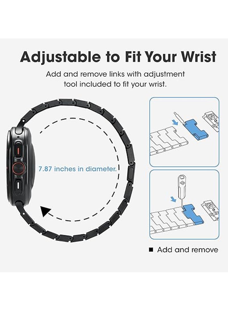 PITAKA سوار ساعة بيتاكا من ألياف الكربون لساعة جالاكسي الترا 47 مم، أساور جالاكسي الترا خفيفة الوزن، طول قابل للتعديل، مشبك مغناطيسي - أسود - Image 3