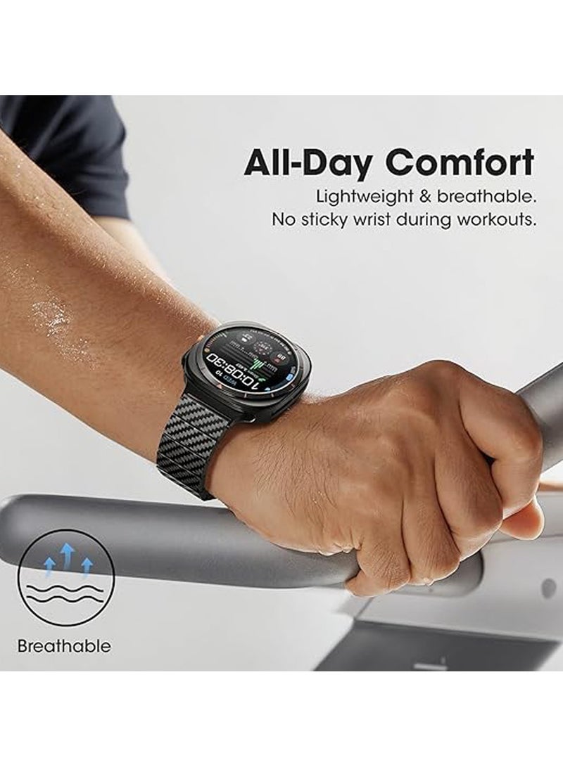 PITAKA سوار ساعة بيتاكا من ألياف الكربون لساعة جالاكسي الترا 47 مم، أساور جالاكسي الترا خفيفة الوزن، طول قابل للتعديل، مشبك مغناطيسي - أسود - Image 5