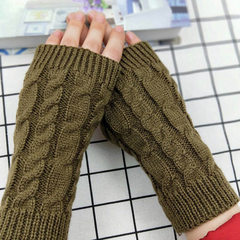 Winter Fashion Unisex Men Women Arm Warmer Fingerless Knitted Long Gloves Cute Mittens - Image 1