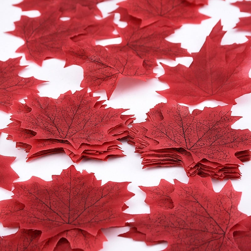 Whaline 300Pcs Fall Artificial Maple Leaves 3.35 Inch Fake Mixed Autumn Leaves Thanksgiving Table Decor Assorted Colors Faux Fall Leaves for Thanksgiving Weddings Festival Events Party Crafts - Image 4