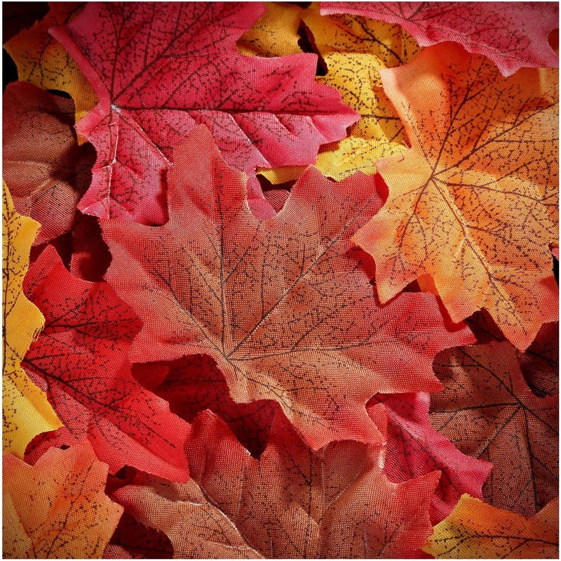 Whaline 300Pcs Fall Artificial Maple Leaves 3.35 Inch Fake Mixed Autumn Leaves Thanksgiving Table Decor Assorted Colors Faux Fall Leaves for Thanksgiving Weddings Festival Events Party Crafts - Image 1
