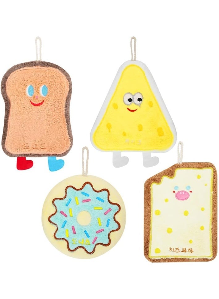 BIGTHREE 4 Pcs Cute Hand Towel, Cute Kitchen Towels, Baking Series Towels, with Hanging Loop, Cartoon Baking Series Theme for Kitchen, Suitable for Kitchens, Restaurants, etc. - Image 1