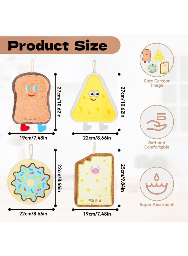 BIGTHREE 4 Pcs Cute Hand Towel, Cute Kitchen Towels, Baking Series Towels, with Hanging Loop, Cartoon Baking Series Theme for Kitchen, Suitable for Kitchens, Restaurants, etc. - Image 4