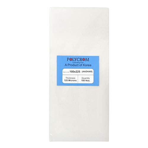Polycrom Korean Aadhar Card Size Ultra Glossy Clear Thermal Lamination Pouch ( 100mm X 225mm ) Transparent Waterproof Sheet For Home And Office ( Full Size ) - 100 Nos - Image 1