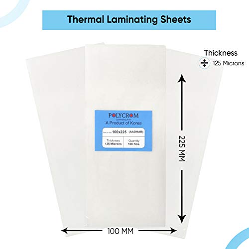 Polycrom Korean Aadhar Card Size Ultra Glossy Clear Thermal Lamination Pouch ( 100mm X 225mm ) Transparent Waterproof Sheet For Home And Office ( Full Size ) - 100 Nos - Image 2