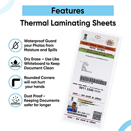 Polycrom Korean Aadhar Card Size Ultra Glossy Clear Thermal Lamination Pouch ( 100mm X 225mm ) Transparent Waterproof Sheet For Home And Office ( Full Size ) - 100 Nos - Image 3