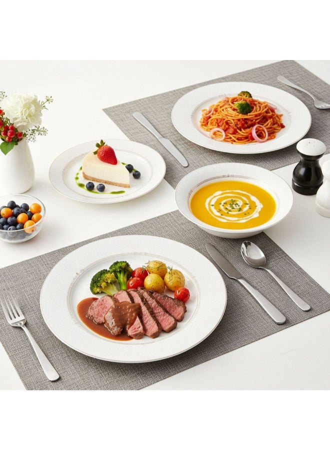 Shallow ISLA 32 Piece Dinner Set - Classic White Tableware for 6 - Image 3