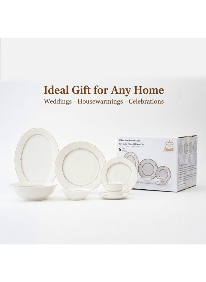 Shallow ISLA 32 Piece Dinner Set - Classic White Tableware for 6 - Image 1