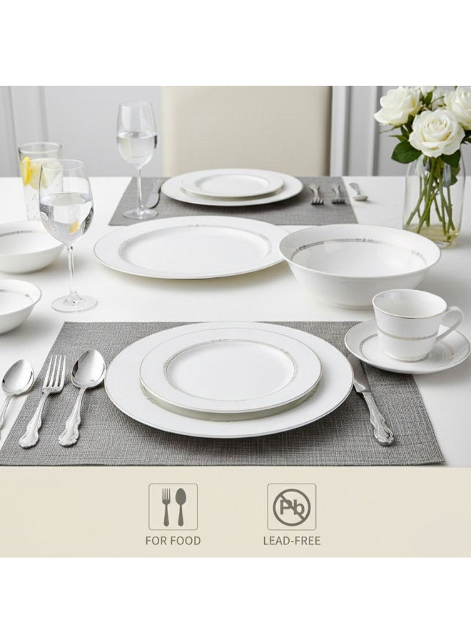 Shallow ISLA 32 Piece Dinner Set - Classic White Tableware for 6 - Image 5