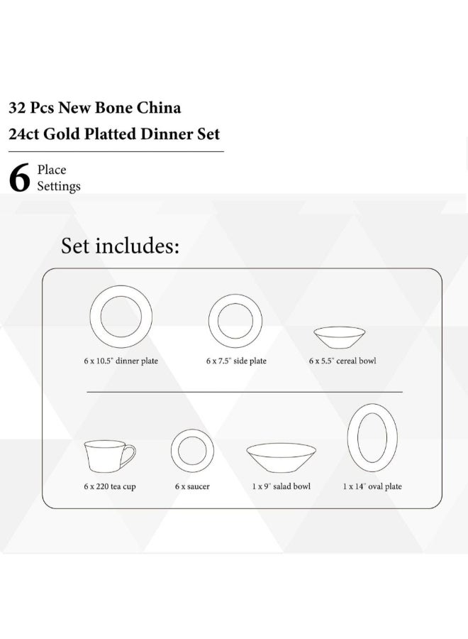 Shallow ISLA 32 Piece Dinner Set - Classic White Tableware for 6 - Image 2