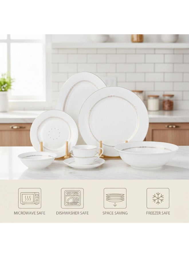 Shallow ISLA 32 Piece Dinner Set - Classic White Tableware for 6 - Image 4