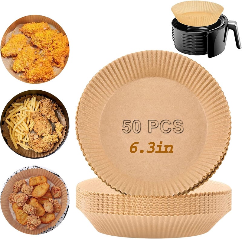 SNEHIDA SNEHIDA Air Fryer Disposable Paper Liner Round NonStick Paper PlateOil ResistantWaterProof Food Grade Baking for Roasting MicrowaveParchment Paper PlateParchment Paper Paper Round50 
