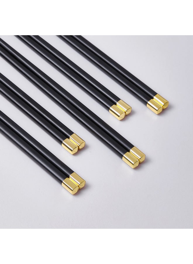 Qiquan Alloy Chopsticks Household Simple Non-slip Chopsticks Hotel High Temperature Resistant Sterilizable Tableware Internet Popular Chopsticks-Color:Black Gold Simple Copper Hat  - Image 5
