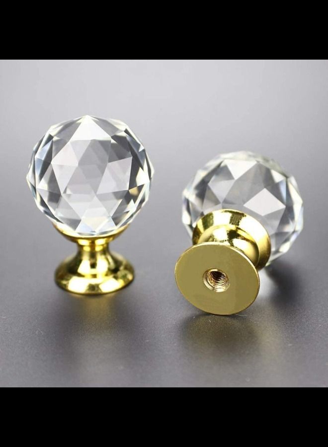 ABBASALI Cabinet Pull Knob Crystal Glass Full Diamond Knob Sets Of 2 Pieces (GOLD)