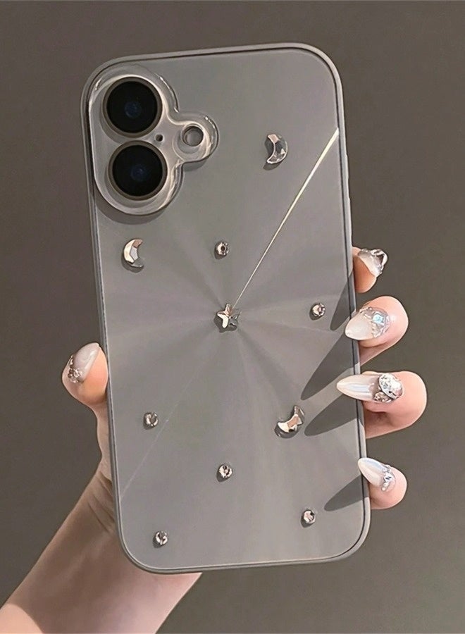 ShebSheb Luxury Glitter Cute 3D Stars Moon Aurora Laser Case Compatible With iPhone 16 Plus,CD Pattern Shining Glass Lens Protection Soft Back Cover - Image 3