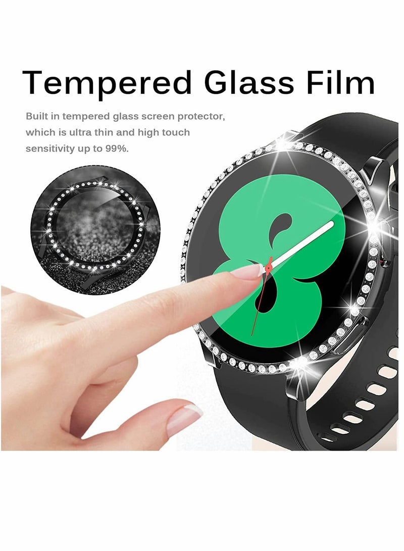 SYOSI Glass Protector, Case Cover Screen Protector, Protective Bumper Cover, for Samsung Galaxy Watch 4 40mm, Black 2 Pack - Image 3