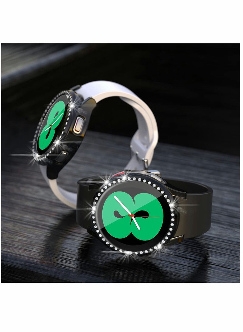 SYOSI Glass Protector, Case Cover Screen Protector, Protective Bumper Cover, for Samsung Galaxy Watch 4 40mm, Black 2 Pack - Image 4