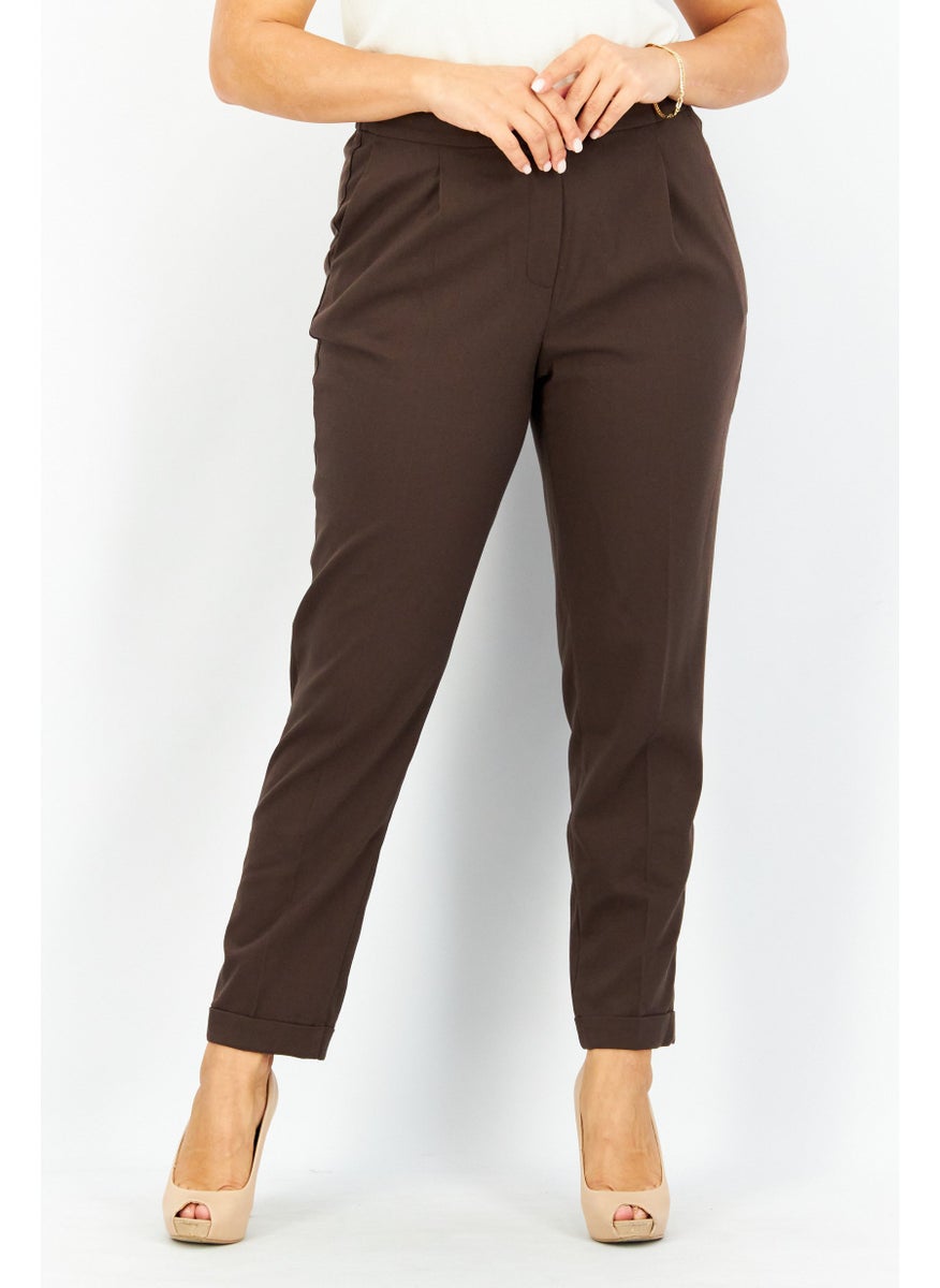 Women Pleated Dress Pants, Brown - pzsku/Z387824F95E16028C4AEBZ/45/_/1724351076/2d9ee267-0c58-470b-becf-12e60c3392ef