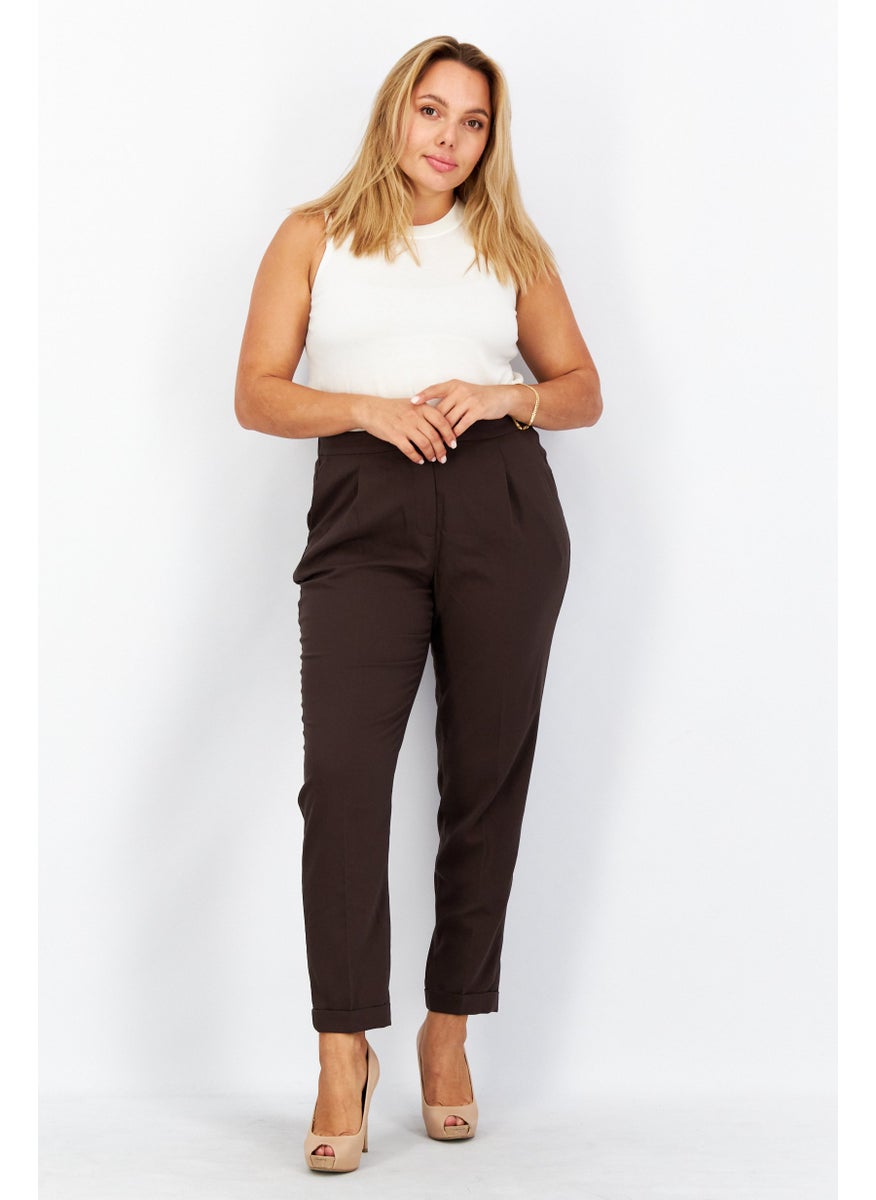 Women Pleated Dress Pants, Brown - pzsku/Z387824F95E16028C4AEBZ/45/_/1724351087/c8336fa8-bebe-4f2e-a913-48f73efae720