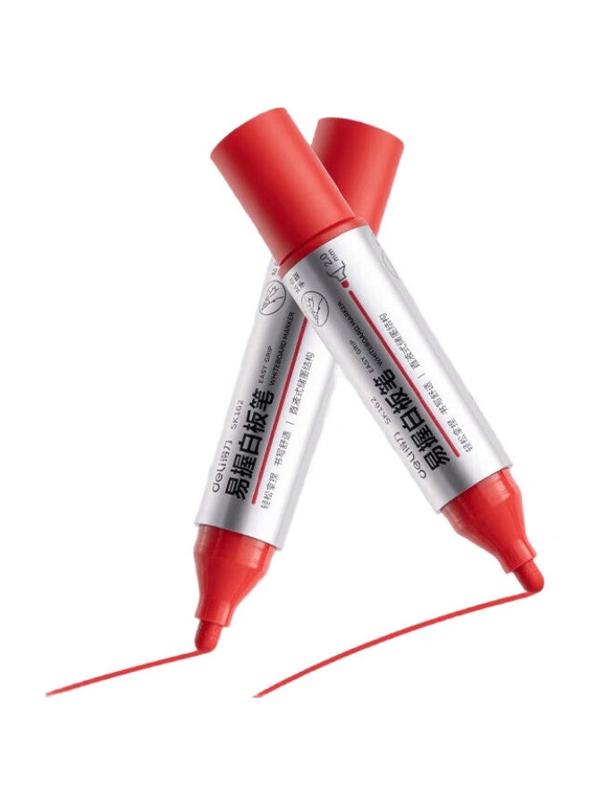 Deli Thick-Tip Erasable Whiteboard Markers, Smooth Writing, Durable, For Office Supplies, Meetings, Teachers' Training, Red, 8 Pcs/Box, Sk162 - Image 2