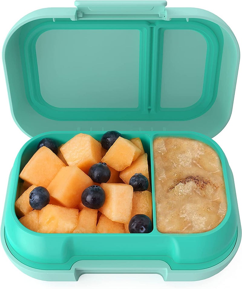 Bentgo Kids Snack - 2 Compartment Leak-Proof Bento-Style Food Storage for Snacks and Small Meals  Easy-Open Latch  Dishwasher Safe  and BPA-Free - Ideal for Ages 3+ (Aqua) - Image 1