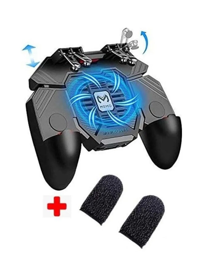 AK-77 Six Fingers 4 Keys PUBG Controller With Fan + 1 Pair Finger Gloves Sleeve Touch Trigger - Image 2
