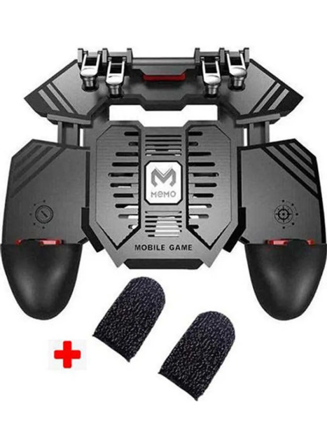 AK-77 Six Fingers 4 Keys PUBG Controller With Fan + 1 Pair Finger Gloves Sleeve Touch Trigger - Image 1
