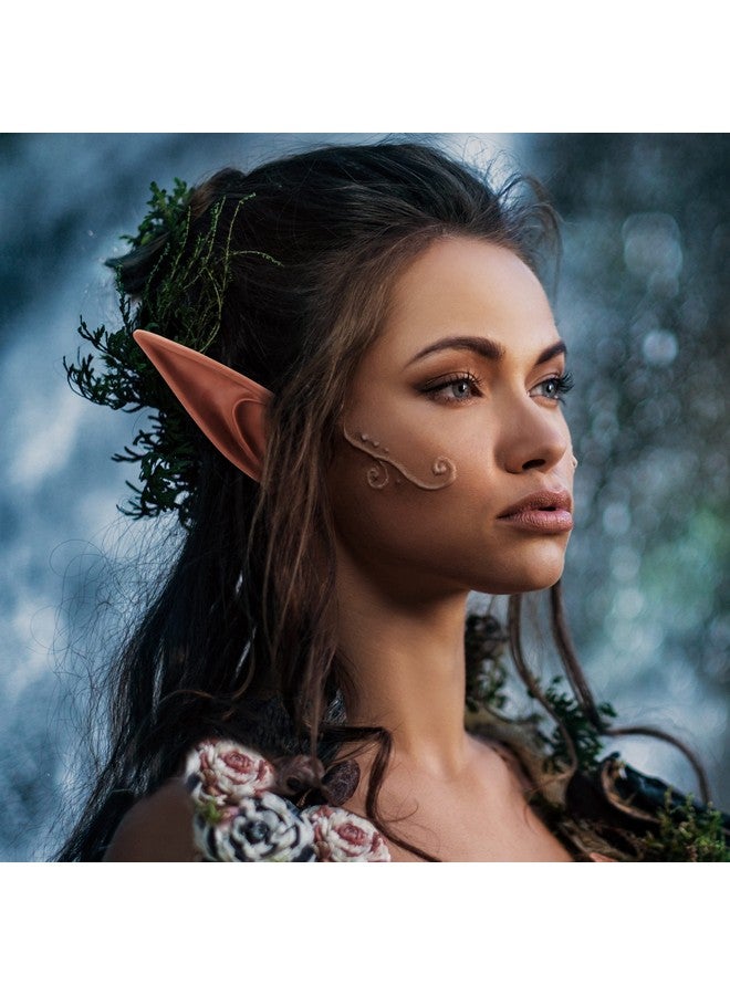 FRESHME 2 Pairs Brown Elf Ears Short And Long Fairy Ears Set Silicone Vampire Ears Anime Pixie Elven Ear Brown Skin For Women Cosplay Christmas Halloween Renaissance Masqerade Costume Accessories - Image 2