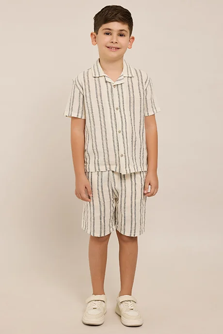 أر أند بي Striped Shirt and Shorts Set