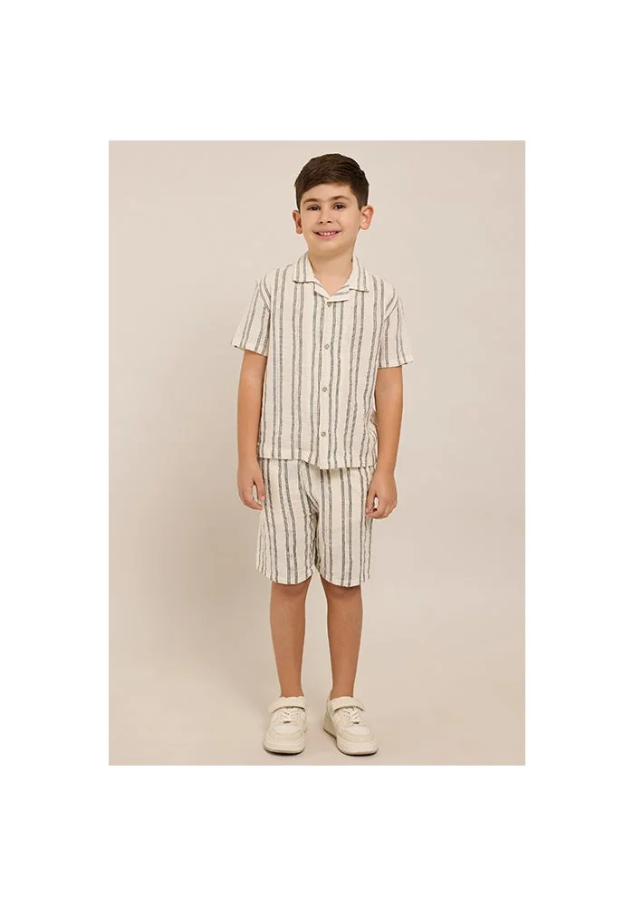 أر أند بي Striped Shirt and Shorts Set