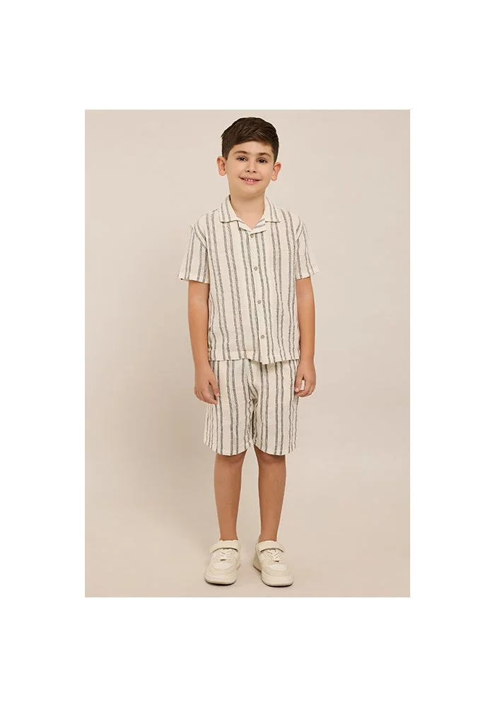 أر أند بي Striped Shirt and Shorts Set
