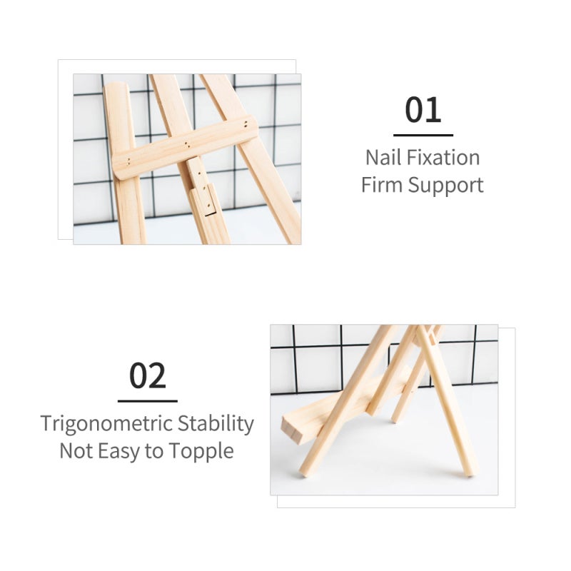 Large Wooden Easel: High-quality Solid Wood Sturdy Durable Smooth Burr-free Surface - Triangular Nail-fixed Stable Anti-topple Structure, Foldable Space-saving Portable Table Easel for Art Display, Ph - Image 3