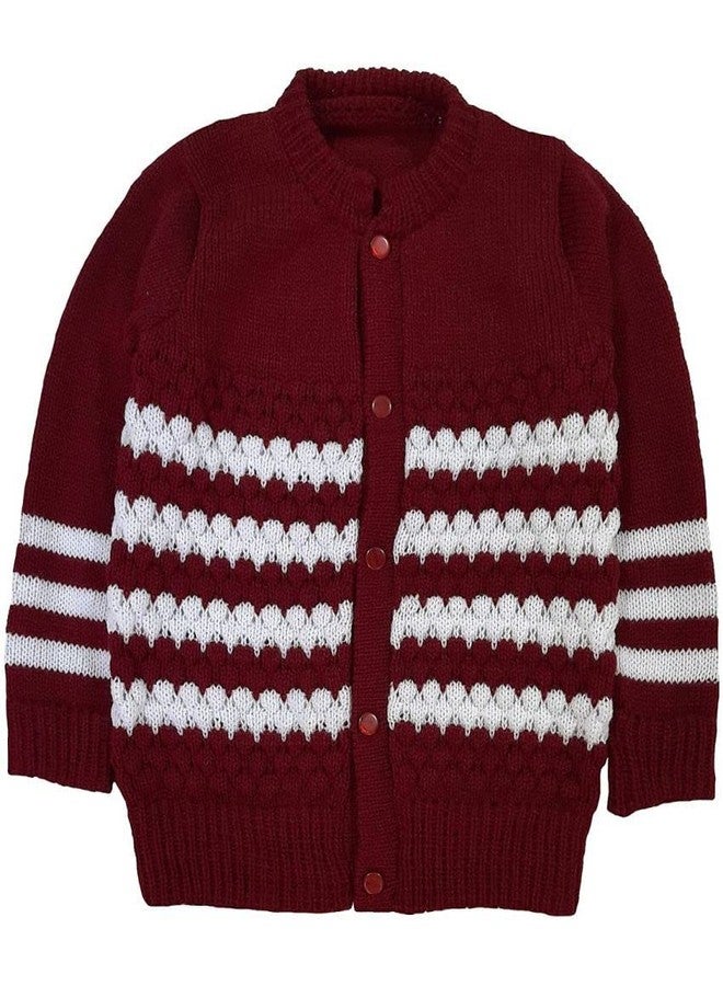 little PANDA Baby Sweater Baby Boy’s & Baby Girl’s Woolen Round Neck Long Sleeves Sweater, Cap & Booties Set Maroon - Image 3