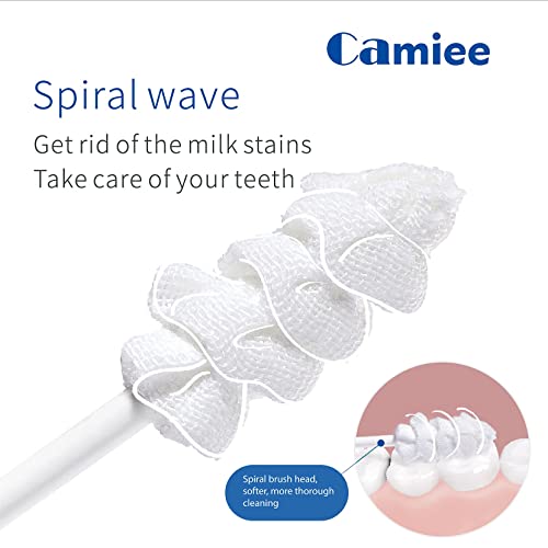 Camiee 42 Pcs Baby Oral Cleaner [Upgrade Spiral Model] One-Time Baby Toothbrush for 0-36 Month Newborn Baby Oral Tongue Gauze Gum Cleaner - Image 2