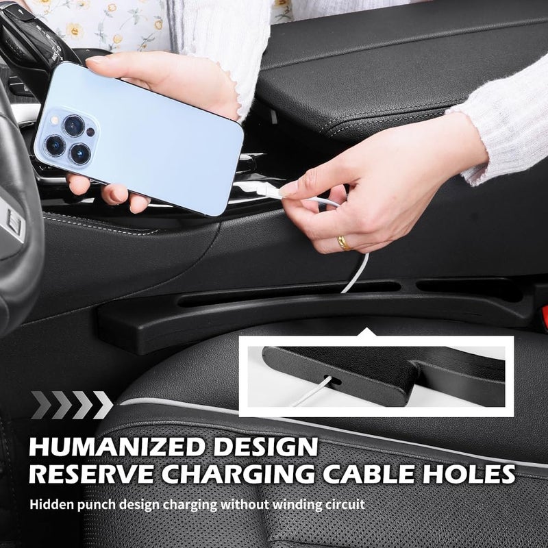 YGDMD 2PCS Deepened Car Seat Gap Filler Organizer,Multi-Purpose 2 in 1 Car Gap Filler with Bottom Charging Opening for Avoiding Item Falling,Universal No Drop Seat Guard for Cars - Image 4