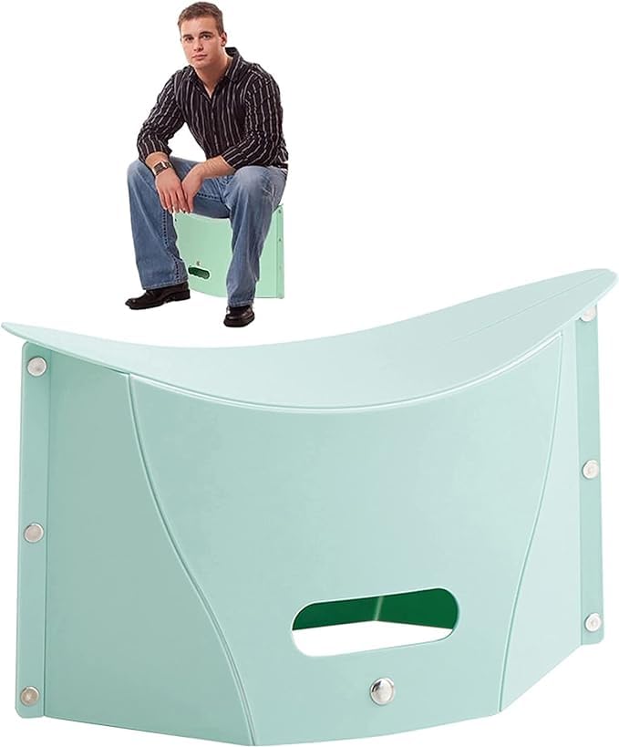 Dhadh Plastic Collapsible Stool - Portable Folding Mini Stool for Camping, High Load-Bearing, Green, 15 x 3 Cm - Image 1
