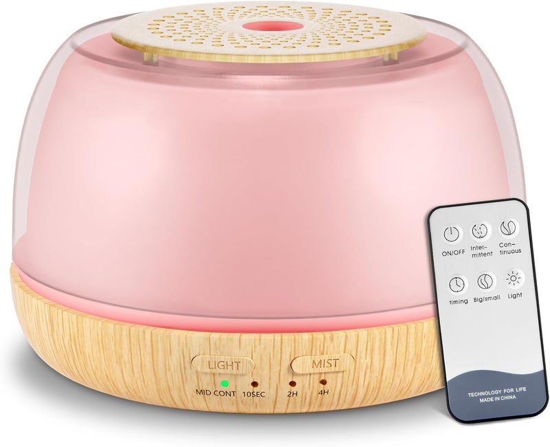 Marchred 300ml Essential Oil Diffuser with Remote Control, 7-Color LED Lights, 4 Timer Modes, Quiet Ultrasonic Aromatherapy for Home, Office, Room, Small & Stylish Design - Image 1