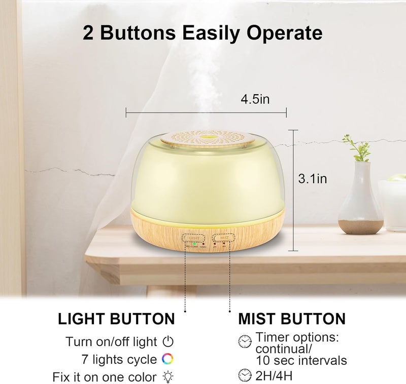 Marchred 300ml Essential Oil Diffuser with Remote Control, 7-Color LED Lights, 4 Timer Modes, Quiet Ultrasonic Aromatherapy for Home, Office, Room, Small & Stylish Design - Image 5