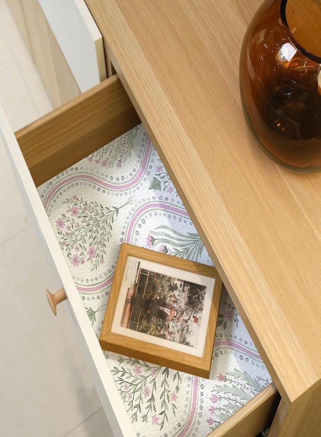 Quttisay Floral Drawer and Shelf Liner for Kitchen Cabinets Non-Adhesive Cabinet Liner for Shelves Kitchen Drawer Liners Waterproof Shelf Liners for Cabinets,Refrigerator,Easy to Clean 15.7In x 10FT - Image 5