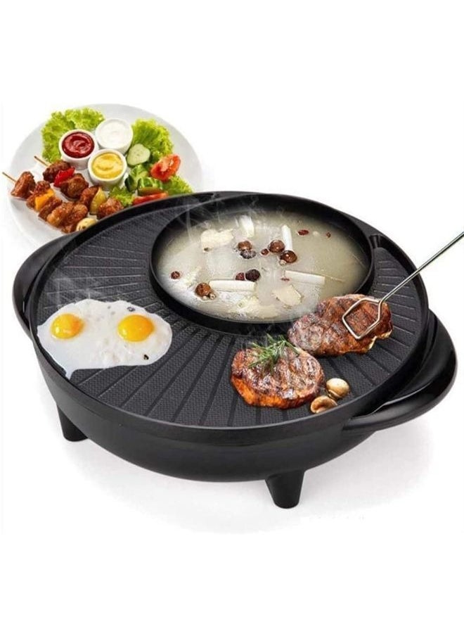 EasyLife - 2 in 1 Multi-function Electeric Cooking Barbecue Smokeless Grill Hot Pot - Image 1