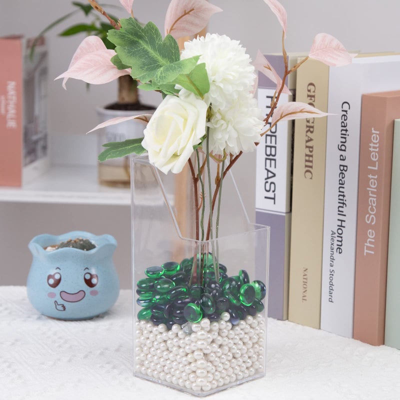 FUTUREPLUSX 1LB Green Flat Glass Marbles, Premium Colored Gems Fish Bowl Marbles Decorative Mosaic Glass Pebbles Floral Smooth Stones for Vases Aquarium Home Decor - Image 4